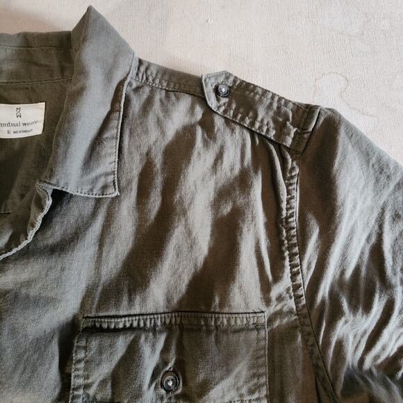 Mens Mutual Weave Short Sleeve Button Up Shirt Surplus Military Safari Green XL - Picture 11 of 13